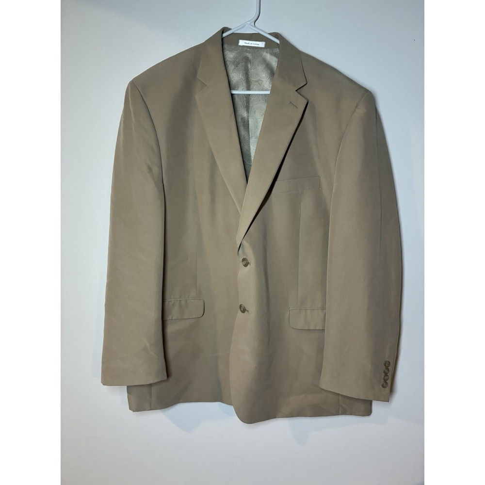 Men's Chaps BEIGE / TAN Suit Jacket 2 Button Blazer Sport Coat Size 48R Light